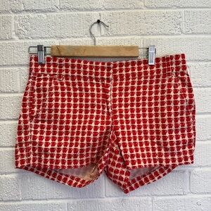 J. Crew Red High Waist Shorts with Gingham Pattern